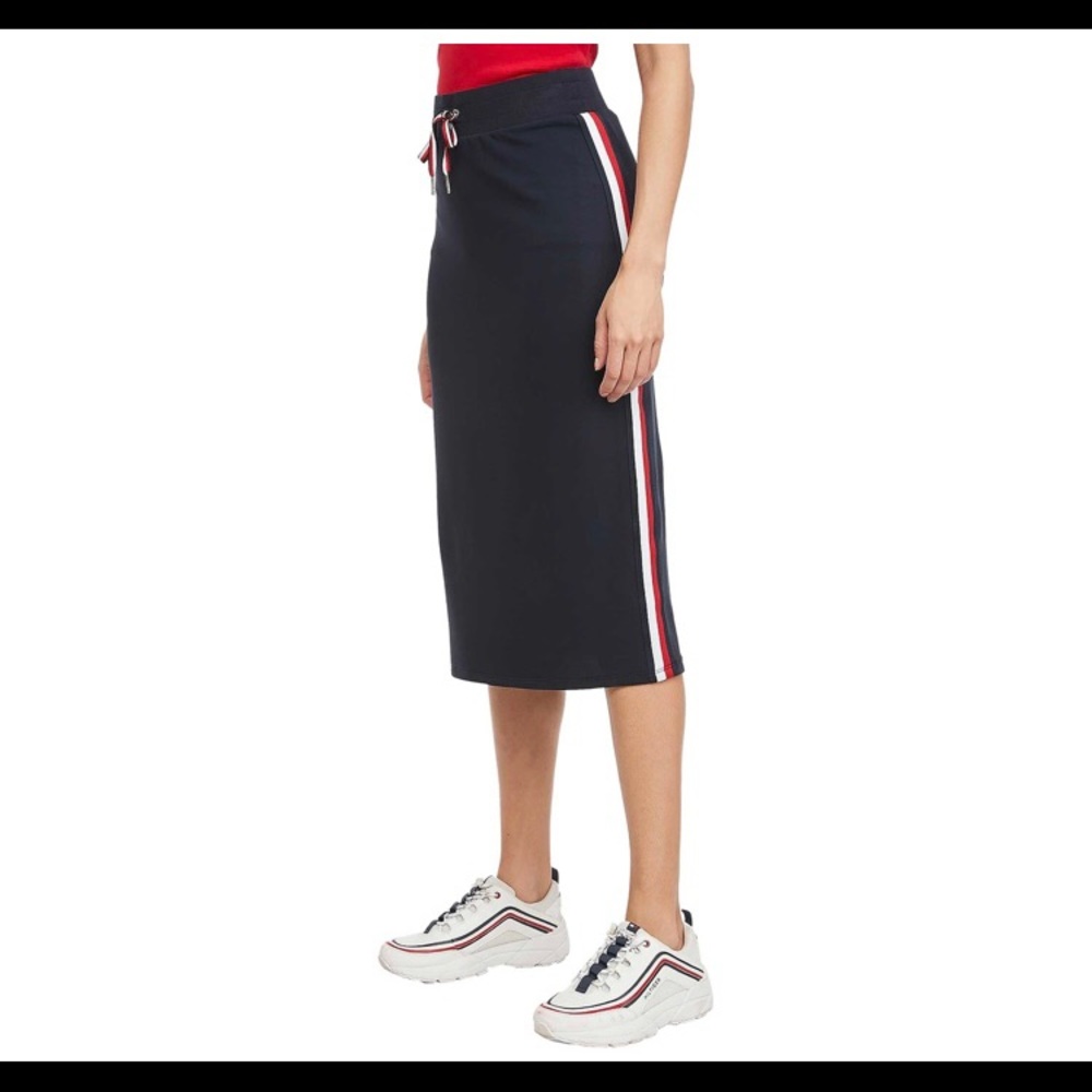 Navy midi skirt